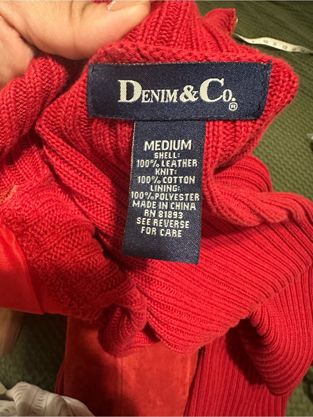 Denim&Co Red Suede Knit-Sleeve Zip Jacket - Picture 5 of 5